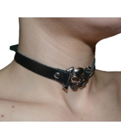 Кожаный чокер с черепом №124