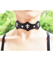 Кожаный чокер Геральдическая лилия №300