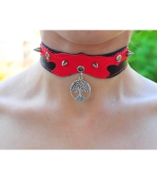 Кожаный чокер (ar-005) с кулоном Дерево (цвет серебро)