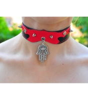 Кожаный чокер (ar-005) с кулоном Рука Бога (Хамса)