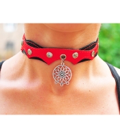 Кожаный чокер (ar-001) с кулоном Ловец снов