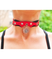 Кожаный чокер (ar-001) с кулоном Паутина