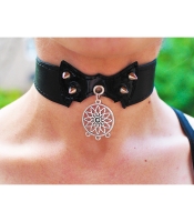 Кожаный чокер (ar-004) с кулоном Ловец снов