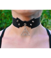 Кожаный чокер (ar-004) с кулоном Дары Смерти (Harry Potter)
