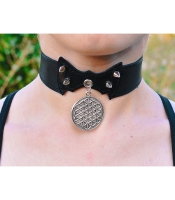 Кожаный чокер (ar-004) с кулоном Цветок жизни