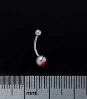 Банан (хир.сталь, цвет стальной, камень красный(бровь, интим, ухо)(b-024)