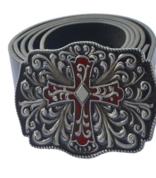 Пряжка "Крест с узором", Комплект поставки товара Пряжка + ремень (натуральная кожа)