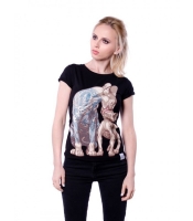 Черная Женская футболка с котом в татуировках Urbanist