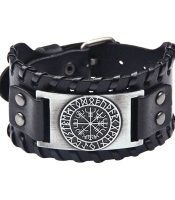 Браслет із металевою вставкою Vegvisir (Вегвізир в рунічному колі) (bpm-001)