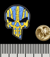 Пін (значок) фігурний Череп Punisher із Тризубом (жовто-блакитний) (pnua-023)