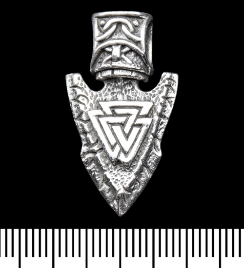 Кулон Наконечник стріли з Валкнутом (срібло, 925 проба) (sp-247)