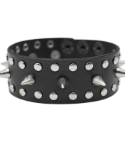 Браслет шкіряний з малими шипами 9 шт та хольнітенами (bsl-005)
