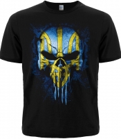 Футболка Череп (Punisher) із Тризубом (жовто-блакитний)