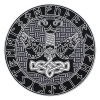 Нашивка наспинна Молот Тора з вовками в рунічному колі Нашивка наспинна Молот Тора з вовками в рунічному колі