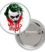 Значок Joker (Heath Ledger), white Значок Joker (Heath Ledger), white