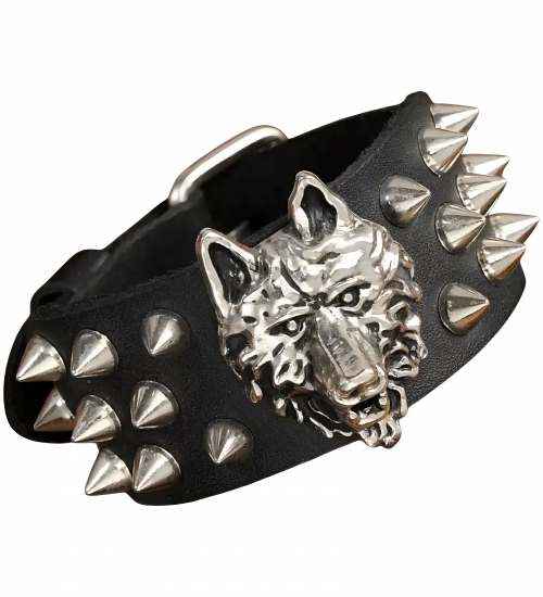 Браслет Голова Вовка та шипи BL-182 Браслет Голова Вовка та шипи BL-182