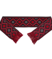 Шарф Українська вишивка - Зірка Матері (червоно-чорний)