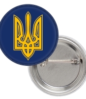 Значок патріотичний Тризуб (жовтий на синьому тлі)