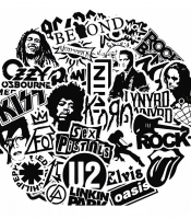 Набор стикеров Bands logo (black-white) (stk-018) 50 шт