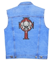 Нашивка термо Кельтський хрест червоний (три черепа) наспинна (thps-072)