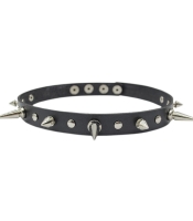 Шкіряний чокер з великими та фігурними шіпами (csl-002)