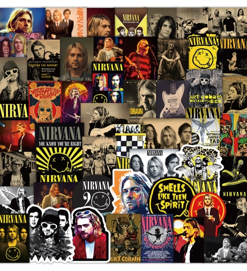 Набір стікерів Nirvana - Kurt Cobain (stk-106), 50 шт. Набір стікерів Nirvana - Kurt Cobain (stk-106), 50 шт.