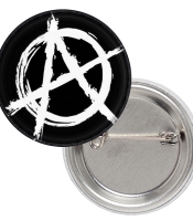 Значок Анархия (белая на черном фоне)