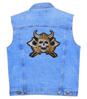 Нашивка термо Череп вікінга в шоломі та з сокирами наспинна (thps-070)