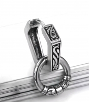 Сережка Гексагон з кільцем та візерунками (ea-160)