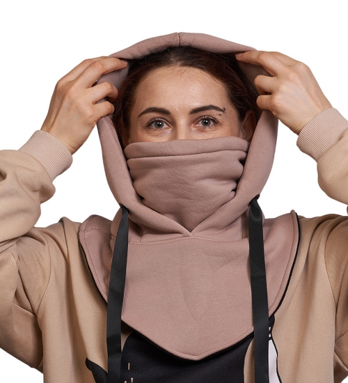 Баф з капюшоном бежевий