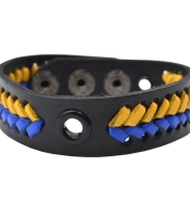 Браслет шкіряний жовто-блакитний (ptsbua-002)