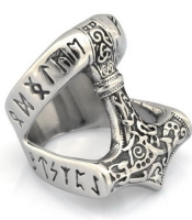 Перстень (aer-008) Молот Тора (роздвоєне кільце з рунами)