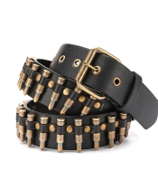 Ремінь з патронами кольору бронзи, патронташ (PU шкіра)