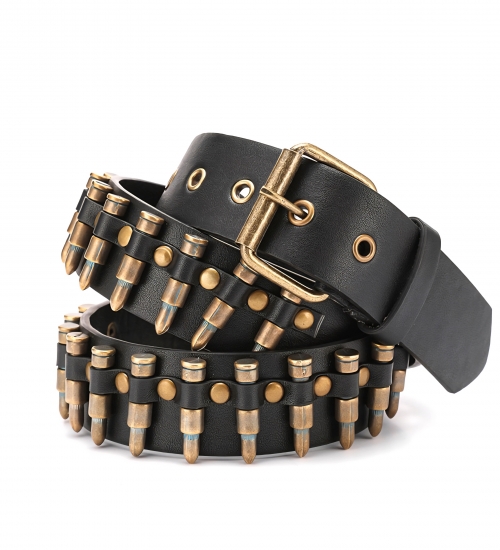 Ремінь з патронами кольору бронзи, патронташ (PU шкіра)