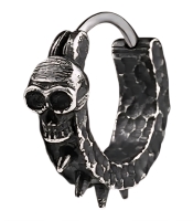 Серьга-кольцо с черепом и шипами, черная (ea-170)