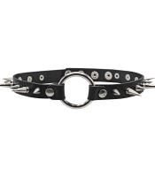 Шкіряний чокер з великими шіпами (15 шипів) (csl-015)