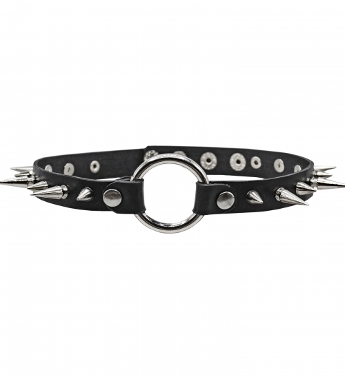 Шкіряний чокер з великими шіпами (15 шипів) (csl-015) Шкіряний чокер з великими шіпами (15 шипів) (csl-015)
