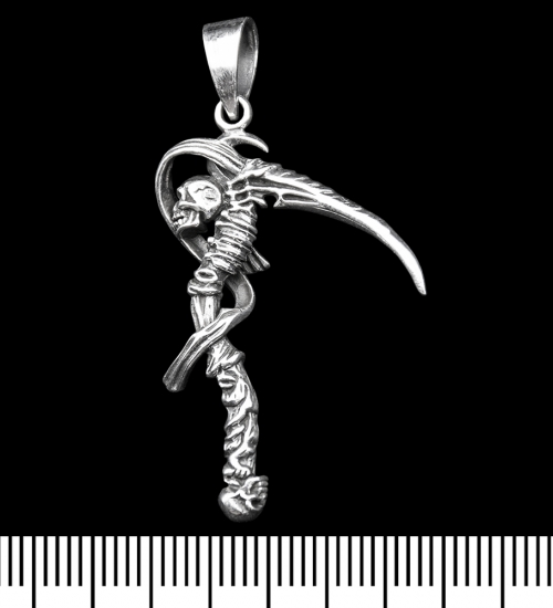 Кулон Коса смерті з черепами (срібло, 925 проба) (sp-240)