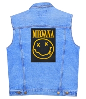 Нашивка термо Nirvana (logo and smile) наспинна прямокутна (thps-008)