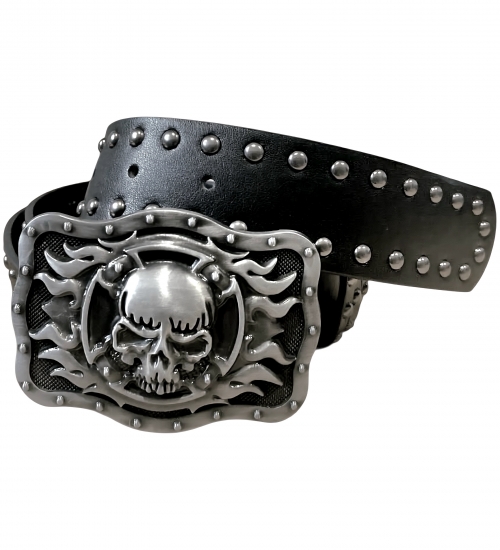 Ремінь з пряжкою Fire Skull - ремінь із закліпками (PU шкіра) Ремінь з пряжкою Fire Skull - ремінь із закліпками (PU шкіра)
