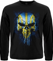 Футболка з довгим рукавом Череп (Punisher) із Тризубом (жовто-блакитний)