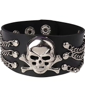 Браслет з піратським черепом та ланцюжками (bpu-035)