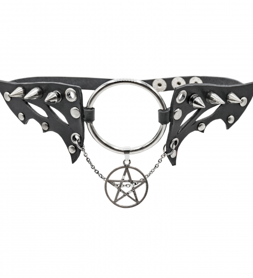Шкіряний чокер Gothic Wings Pentagram (csl-017)