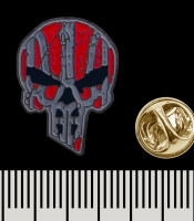 Пін (значок) фігурний Череп Punisher із Тризубом (червоно-сірий) (pnua-022)