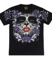 Футболка Muerte (фиолетовые розы) (светится в темноте)