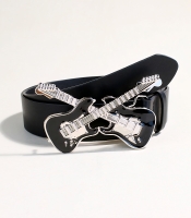 Ремінь з пряжкою Схрещені електрогітари (PU шкіра)
