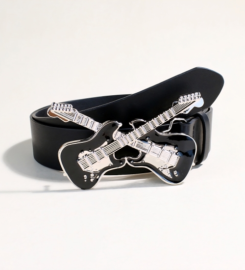 Ремінь з пряжкою Схрещені електрогітари (PU шкіра)