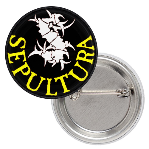 Значок Sepultura (yellow and white logo) Значок Sepultura (yellow and white logo)