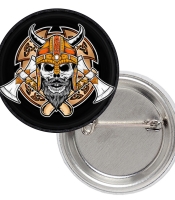 Значок Череп Викинга с топорами