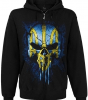 Худі Череп (Punisher) із Тризубом (жовто-блакитний) на блискавці